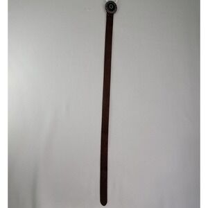 Fossil Brown Womens Genuine Leather Belt Round Rhinestones Western Style L NWT